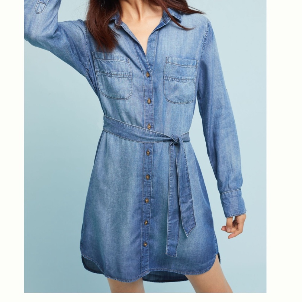 NWT Von Maur Anthropologie Cloth & Stone Chambray Denim Style Country Dress